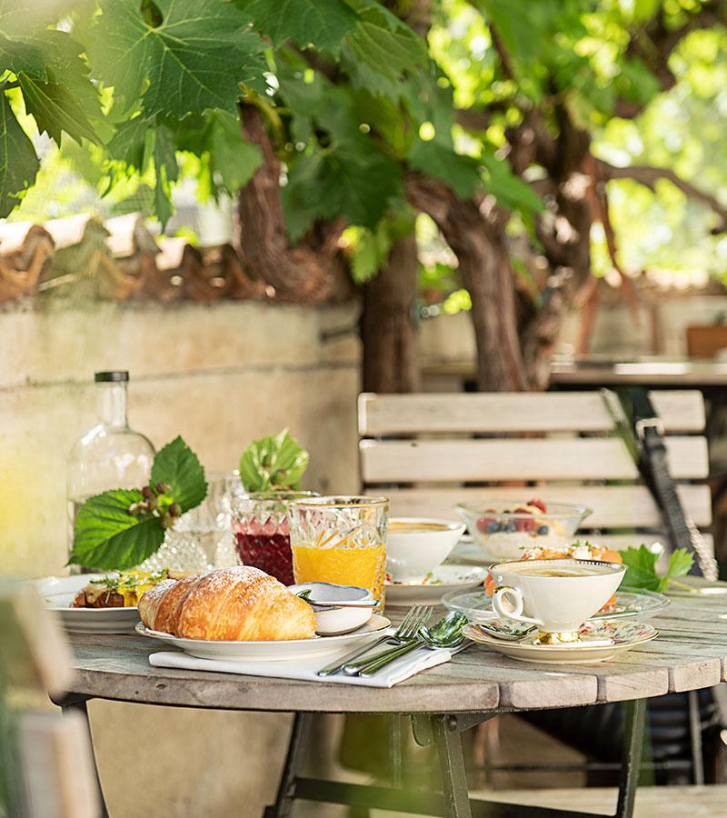 Prima colazione sotto la pergola